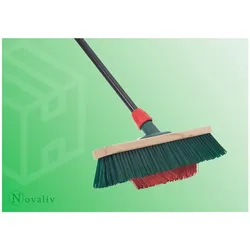 1x Besen mit V-Beborstung Set 40 cm Elaston grün/rot   Besen mit Teleskopstiel   Kehrgarnitur Jumbo   Kehrblech Kehrschaufel Handfeger Straßenbesen Gartenbesen Garden Broom Strassenbesen