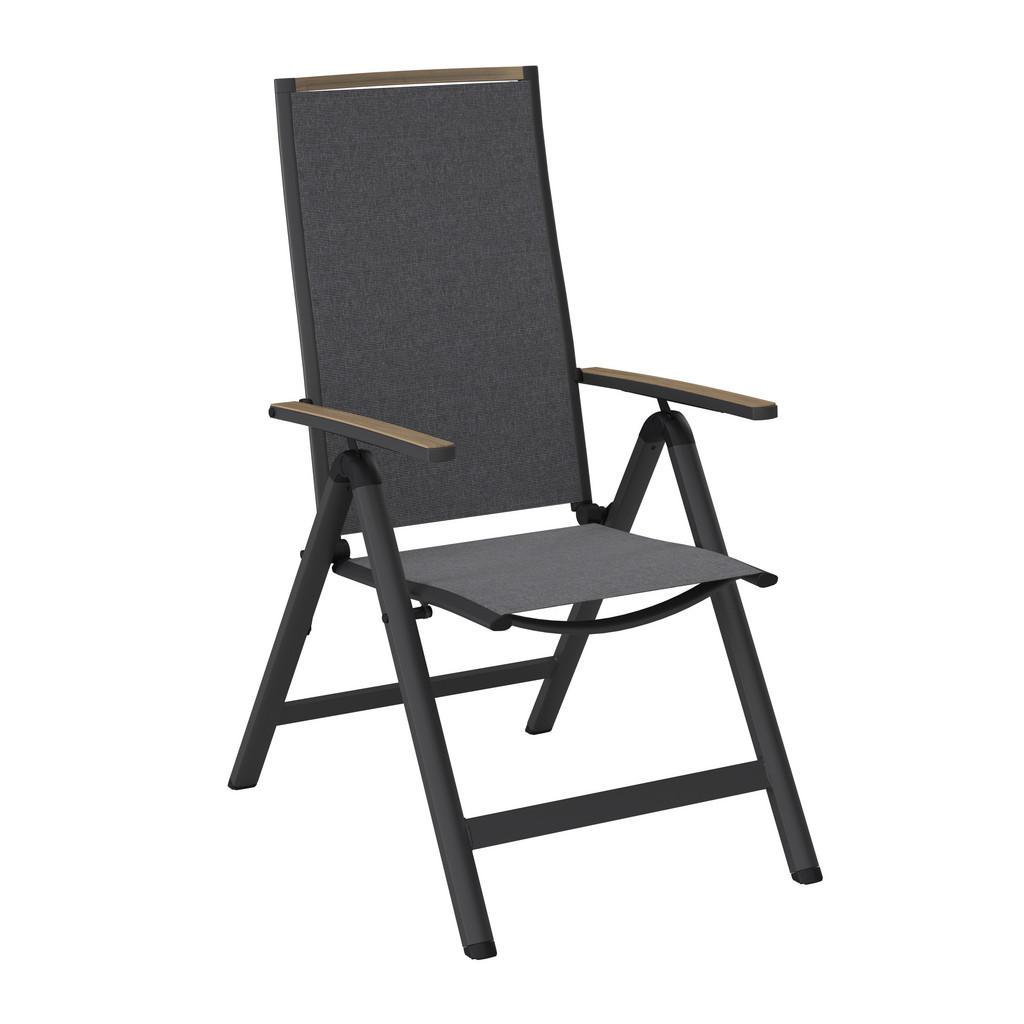 Ambia Garden Gartenklappsessel , Grau, Naturfarben , Metall, Textil , A-Form , 59x112x72 cm , klappbar, inklusive Armlehnen , Gartenmöbel, Gartenstühle, Gartenklappstuhl