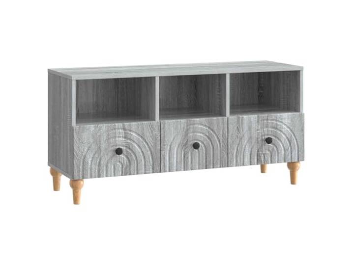 hliofuir TV Lowboard Graues Sonoma 102x34,5x50 cm Holzwerkstoff TV Board Kompakter Fernsehtisch mit 3 Schubladen und Ablagen für Wohnzimmer & Schlafzimmer. Bis 60 kg belastbar.