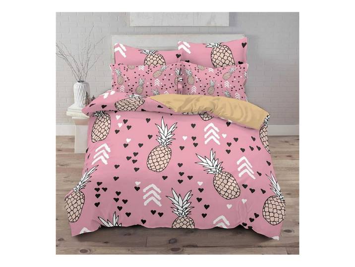LuxusKollektion Kinderbettwäsche Bettwäsche Set Ananas 200x220cm+2x80x80cm Mikrofaser