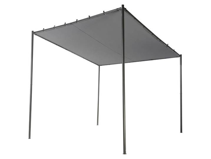 Beliani Garten-Pergola Grau Vimino, 282x282x294 cm, Sonnenschutz, Pavillons