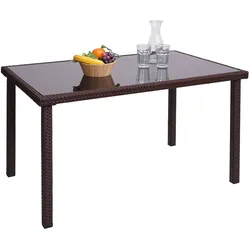 Poly-Rattan Tisch MCW-G19, Gartentisch Balkontisch, 120x75cm ~ braun