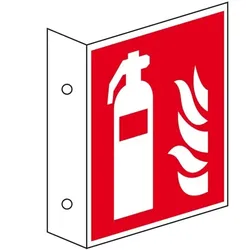 Schild I Brandschutz-Fahnenschild Feuerlöscher, Aluminium, 200x200mm, ASR A1.3, DIN EN ISO 7010 F001