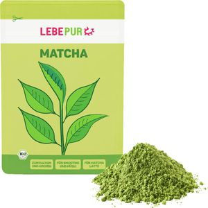 Lebepur Matcha Grüntepulver Premium Qualität, BIO, aus Südjapan, ideal pur, für Mix-Getränke & zum Kochen, 40 g