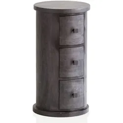 KOMMODE – Mango Massivholz, 34x65x34 cm, 3 Schubladen, schmal, schwarz