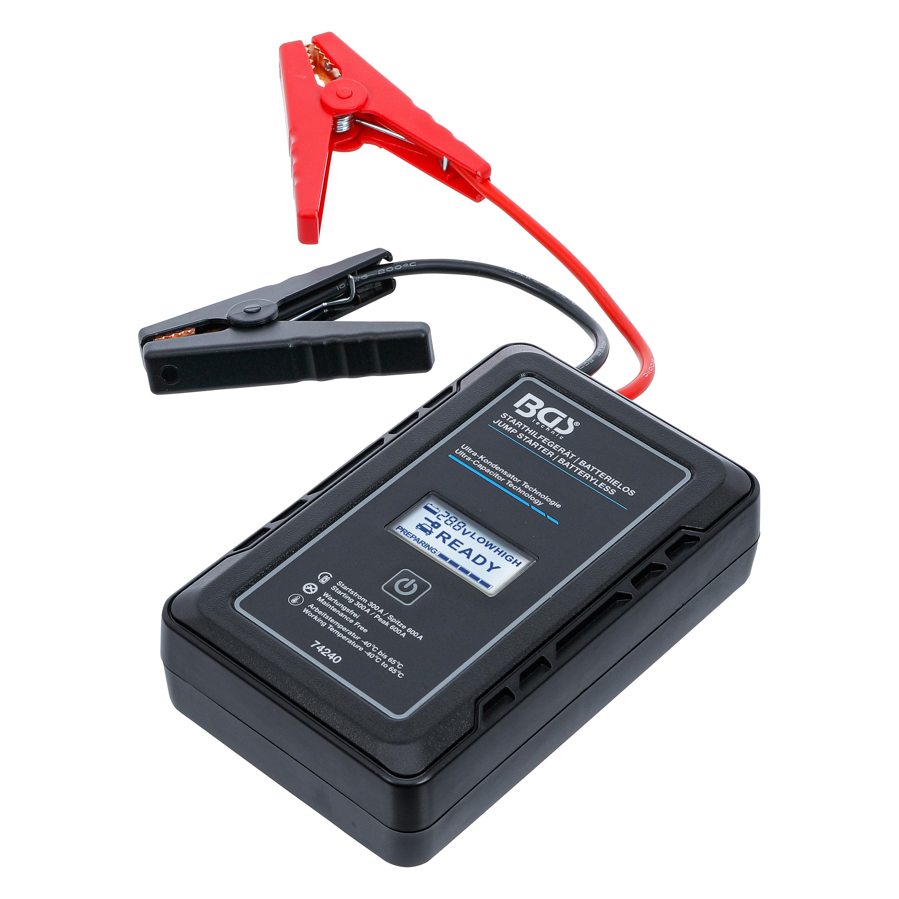 BGS Starthilfegerät Batterielos mit Ultra-Kondensator Technologie 12 V / 300 A / 600 A (600 A) (74240)