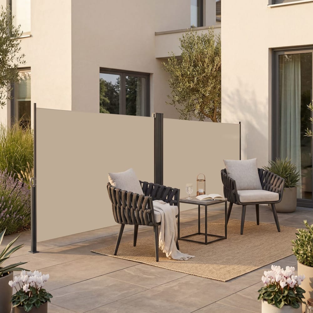 Tectake Store latéral double, protection solaire, manuel, beige 600x9x160cm Beige 9x160x600cm