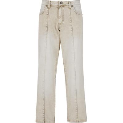 Bequeme Jeans URBAN CLASSICS "Urban Classics Wide Leg Denim With Dividing Seams", Herren, Gr. 28, Normalgrößen, beige (weiß dirty washed), 100% Baumwolle, unifarben, Jeans