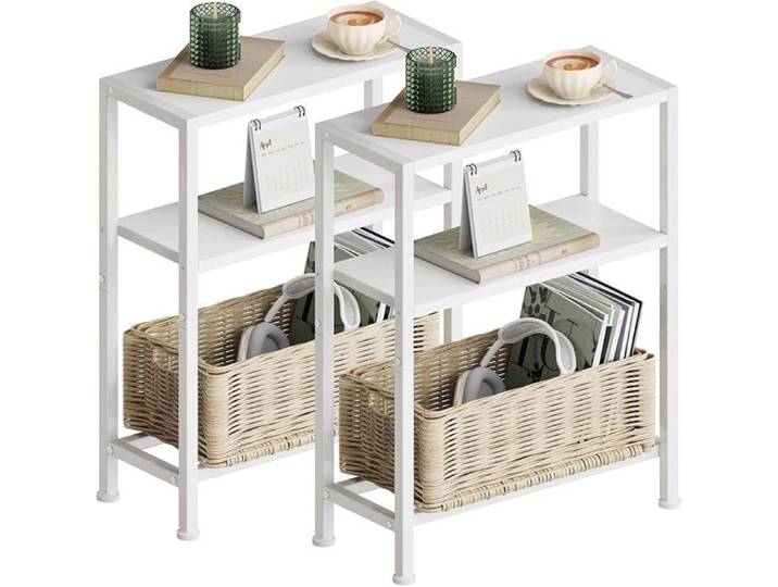 Meuble appoint étroit Petite Table Bnc Chevet à 3 étagères étroite avec Espace de Rangement pour canapé Bnc 2