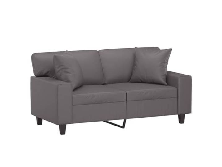 KTHLBRH 2-Sitzer-Sofa, grau, 120 cm, Kunstleder Gestell aus robustem Metall, inklusive Kissen, leicht zu reinigen, 110 kg pro Sitzfläche