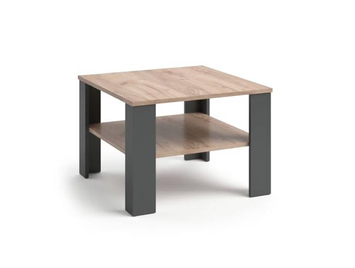 Vicco Couchtisch Homer , Anthrazit 60 x 60 cm zur Aufbewahrung von Zeitschriften und Fernbedienungen