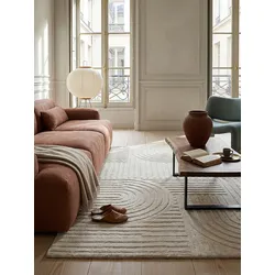 Wollteppich geometrisch Elfenbein 160 x 230 cm - LEVEN   Kadima Design