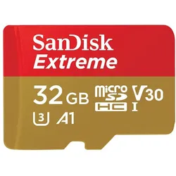 Sandisk microSDHC ActionSC 32GB 2x Extr.100MB (32 GB, microSDHC, U3, UHS-I), Speicherkarte, Rot, Gold