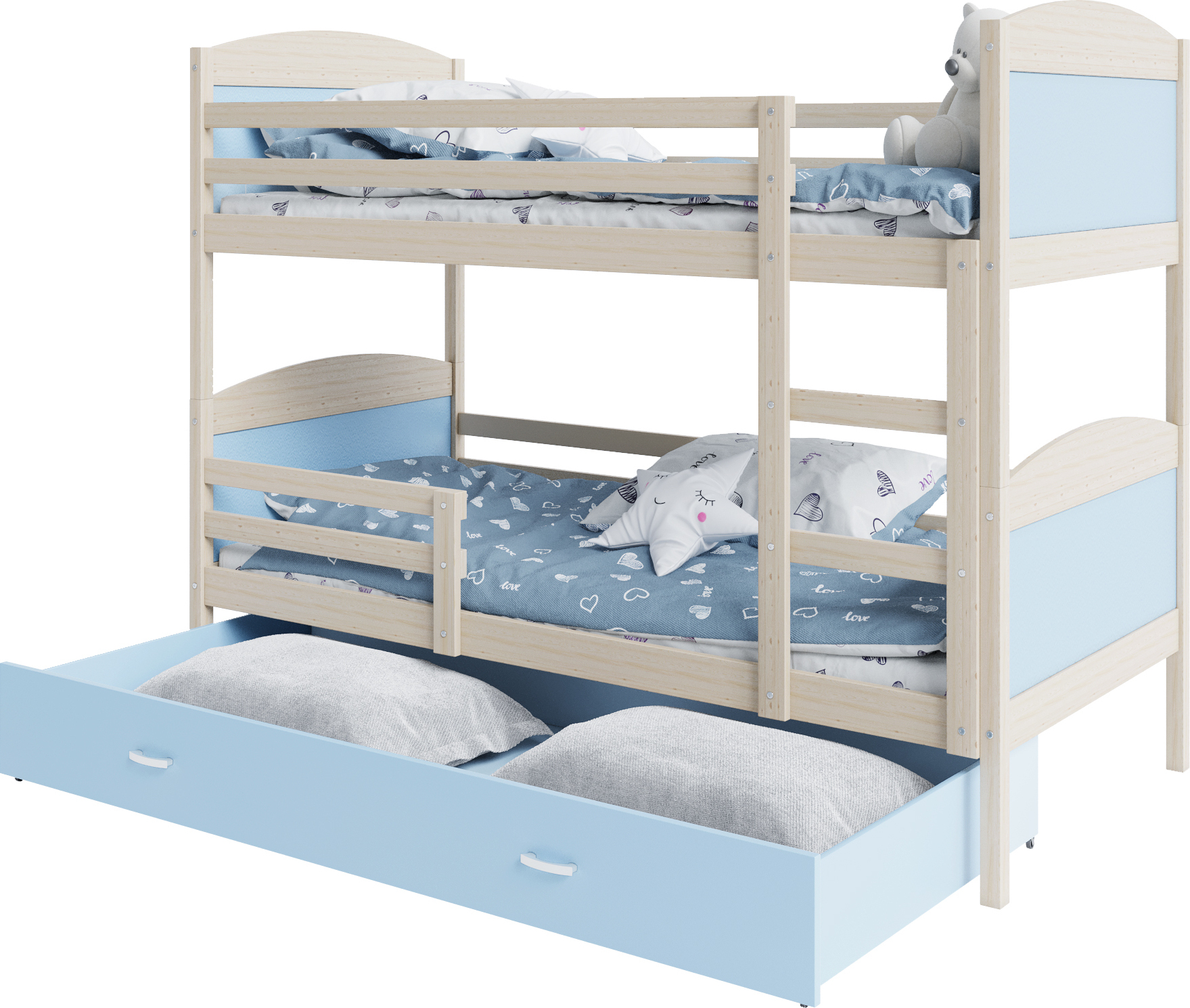 Etagenbett hochbett kinderzimmer kinderbetten jugendzimmer 190x80 kiefer blau