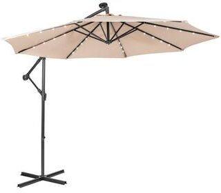Costway 10 Feet Patio Solar Powered Cantilever Umbrella with Tilting System-Beige
