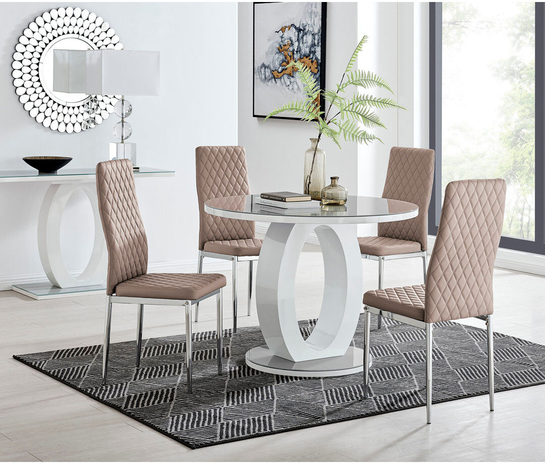 Canora Grey Scottsmoor 4 - Person Dining Set Cappuccino/Grey 4