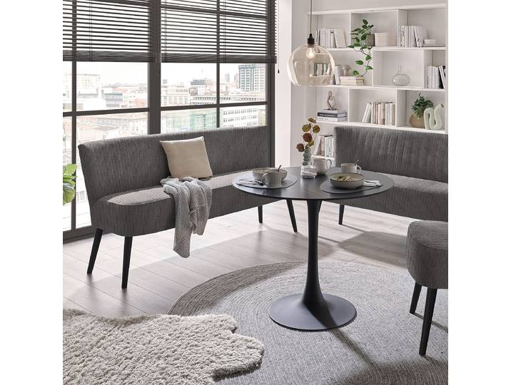 Banc capitonné Willunga 184cm Gris Velours côtelé Zuri: Gris Noir