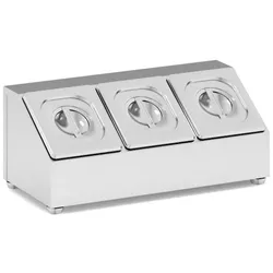Edelstahl- Aufsatzboard für 3 GN Behälter, 515 x 245 x 215 mm
