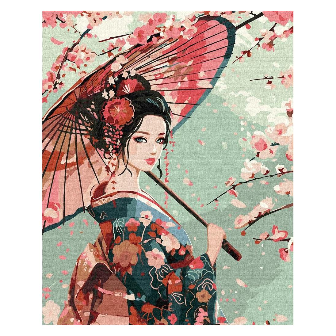 Ideyka Malen nach Zahlen - Dame im Kimono 40x50cm (58221013)