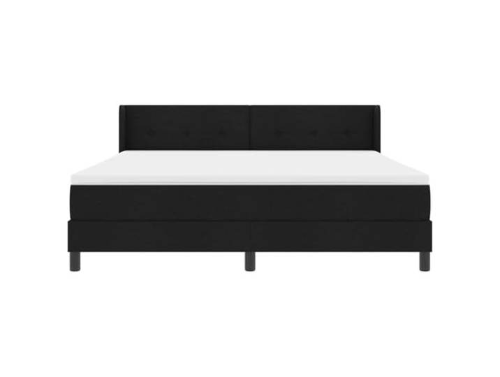 PUGYNBK Boxspringbett mit Kopfteil, Schwarz, 200 x 180 cm Verstellbares Kopfteil, Polyester und Kiefernholz, mittlere Festigkeit, modernes Design