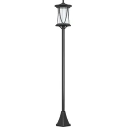 SOLAR Gartenlaterne 127 cm Gartenlampe mit Kaltweiß LED Licht für Außen, Schwarz