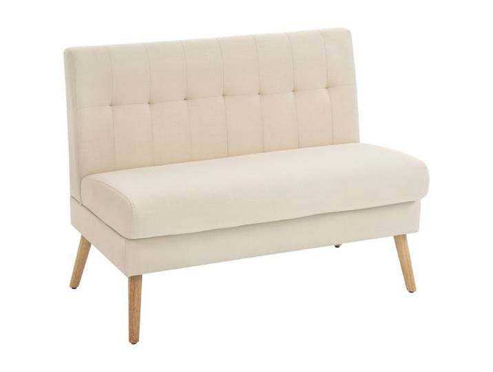 Canapé 2 places coussinette bois épais rembourrage optique en lin für kleine Räume beige