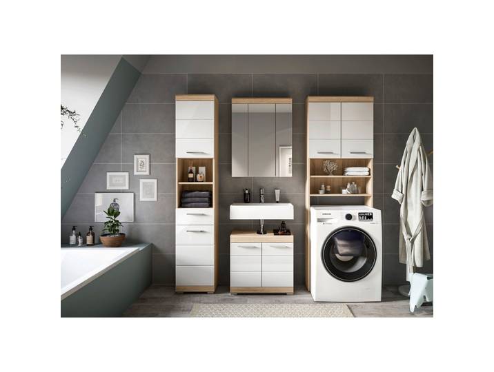 Badezimmer Lambada 4-tlg. ca. 160 cm Eiche/Weiß