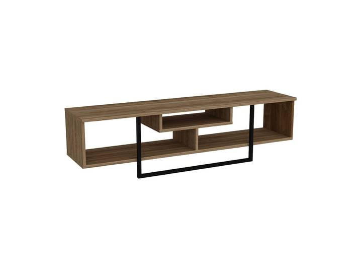 Meuble tv design industriel noyer et noir avec rangements - 149 cm