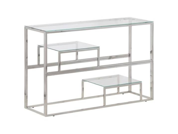 vidaXL Konsolentisch Silbern Edelstahl und Hartglas