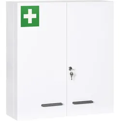 STILVORA Medizinschrank Hängeschrank aus Stahl Weiß 55x18x60 cm mit 2 Türen 6 Einlegeböden abschließbar platzsparend für Bad und Hausapotheke
