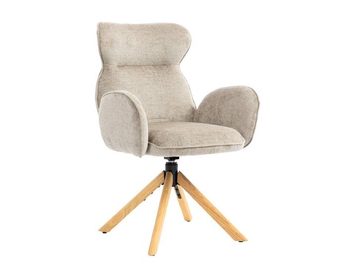 Armlehnstuhl LUKAS Holz/Textil 90,5 x 63 x 65 cm Taupe/Eiche...