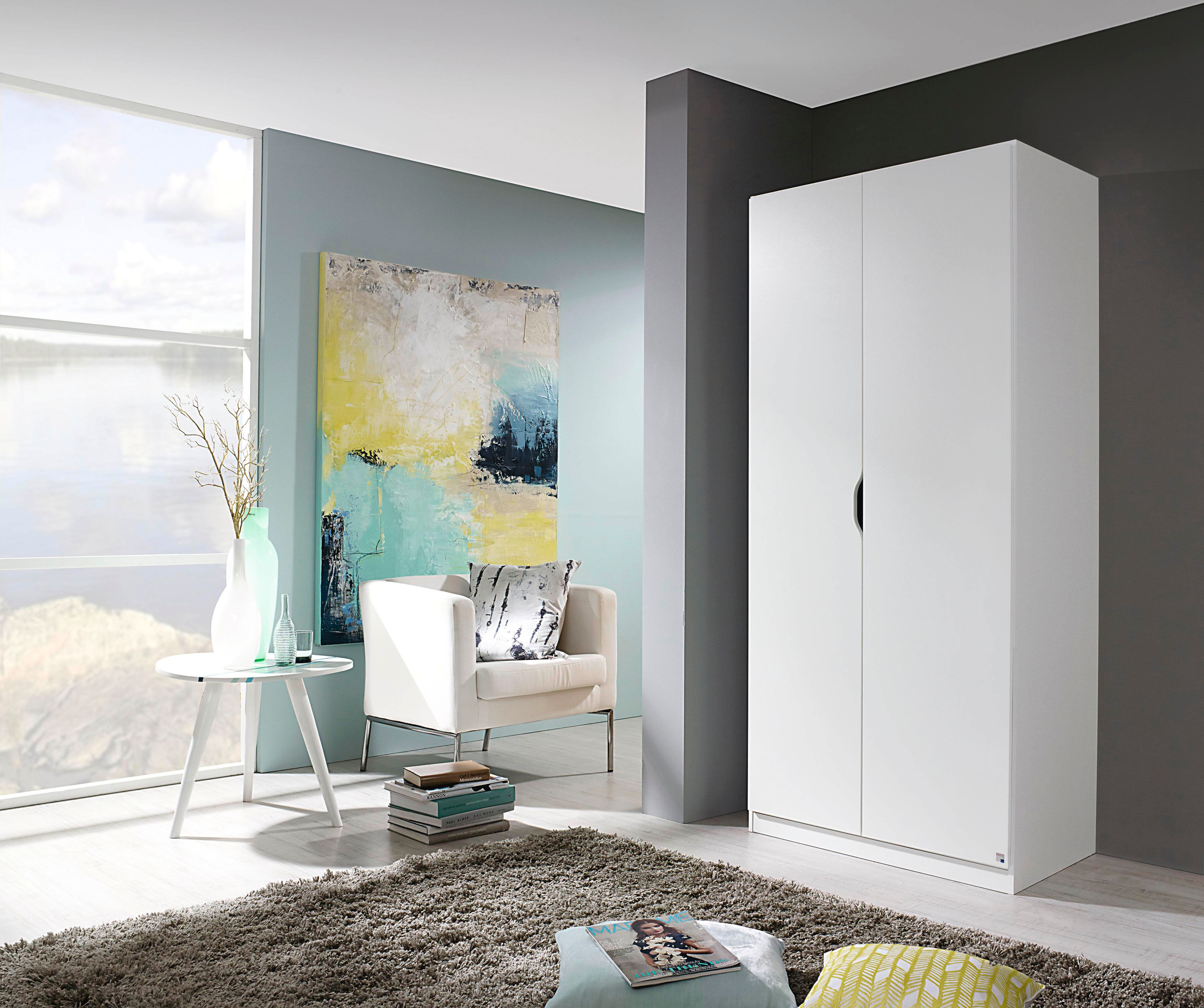 Kleiderschrank RAUCH "Freiham Kleiderschrank Garderobenschrank Nischenlösung", weiß, B:91cm H:197cm T:54cm, Holzwerkstoff, Schränke, Kleiderschrank, Nischen Schrank mit Griffmulde ideal zum Ergänzen der Serie
