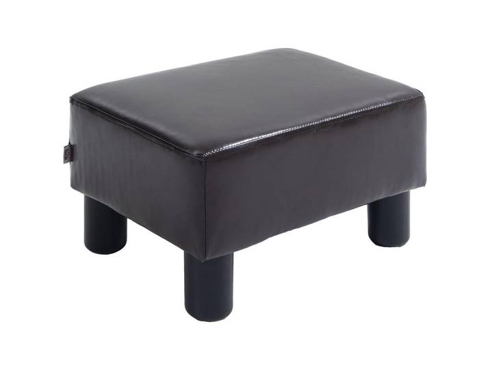 Homcom Fusshocker, Polsterhocker, Dunkelbraun, Leder, 30x24x40 cm, Wohnzimmer, Sessel, Hocker & Hockerbänke, Sitzhocker