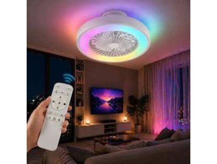 Plafonnier Ventilateur Led Silencieux avec Télécommande Ventilateur Plafond sans Pales Chambre 40W LED LumièRe Dimmable mit RGB 6