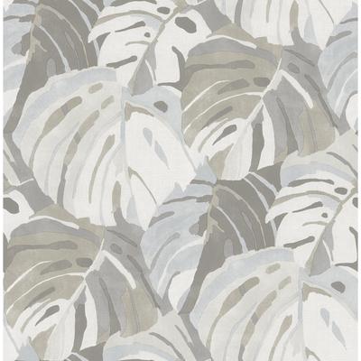 A-Street Prints Samara Stone Monstera Leaf Wallpaper