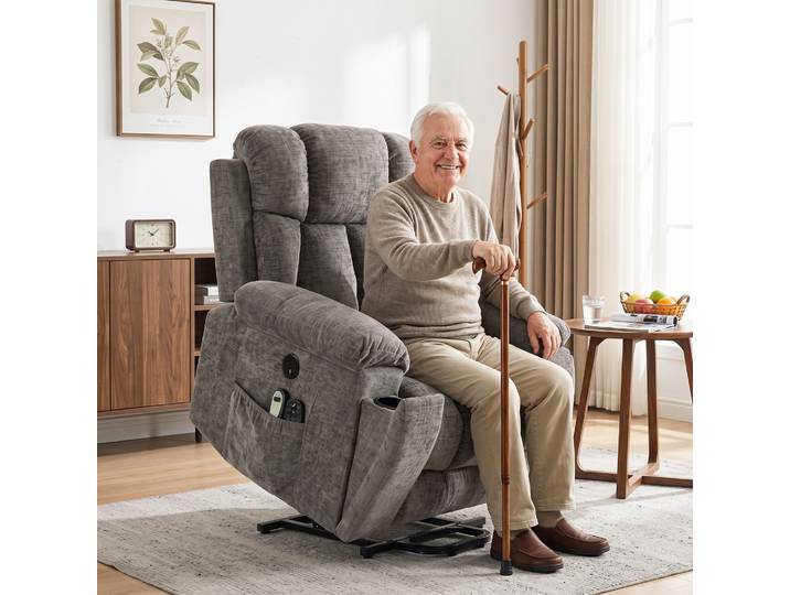 HOMCOM Fauteuil Relax Releveur Massage Chauffant Large USB