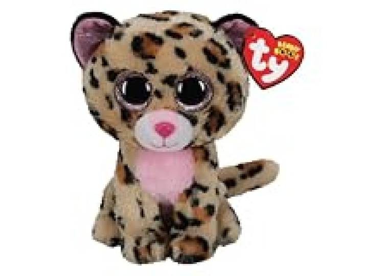 Ty - Beanie Boo's - Peluche Livvie le léopard 23cm, Marron et Rose, TY36490