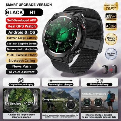 Uplift Picks ActivePulse GPS Smart Watch Waterproof Fitness Tracker Bluetooth Call black Mesh gps Sports Watch