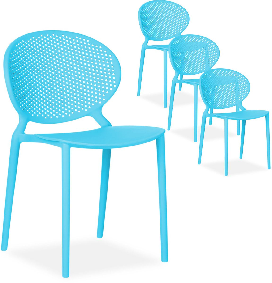 Homestyle4u Set van 4 Stapelbare Tuinstoelen - Blauw