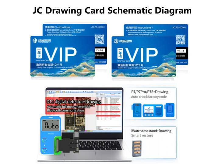 JC-Schégyptide carte VIP de dessin intelligent, carte logique JCID, schéma de réparation, Bitmap, circuit intégré, adapté pour IP, Android Pad