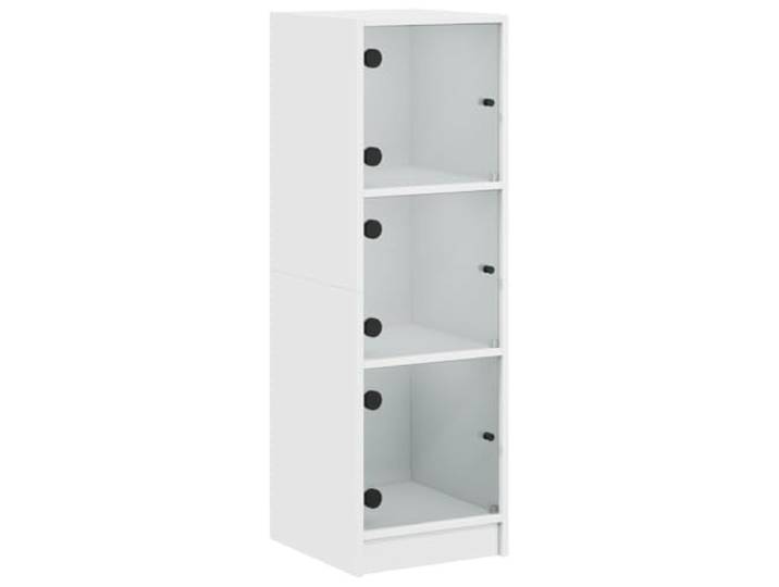 Kaorsrow Highboard mit Glastüren Weiß 35x37x109 cm Schrank Kompakter Beistellschrank mit 3 Fächern und Kippschutz für Wohnzimmer, Flur oder Arbeitszimmer mit transparenter Sicht.