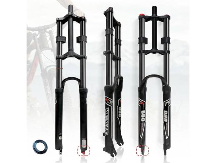 BSFHQS DH Downhill Mountainbike Federgabel 26 27,5 29 Zoll Scheibenbremse 145mm Federweg Fahrrad Federgabel Vorne 1-1/8 9mm QR Manuelles Lockout Mountain Front Gabel Luftfedergabel(Black,27.5inch)