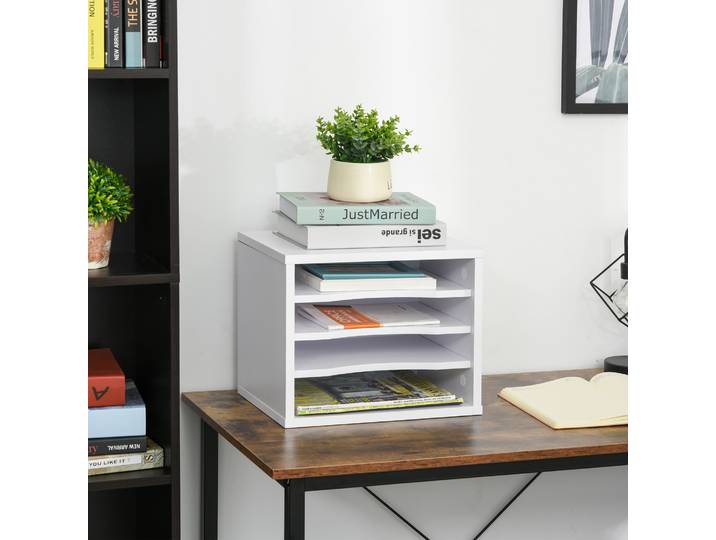 Vinsetto Organiseurs Bureau Bois Blanc Support 2Pcs