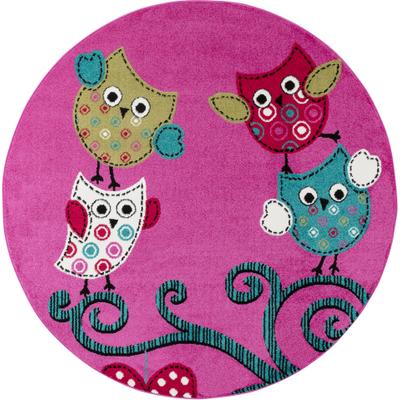 Kinderteppich AYYILDIZ TEPPICHE "KIDS 420, auch in rund erhältlich", lila, H:11mm Ø:160cm, Polypropylen, Teppiche, Kinderteppich, strapazierfähig / pflegeleicht/ Kurzflor/ Eulen Motiv