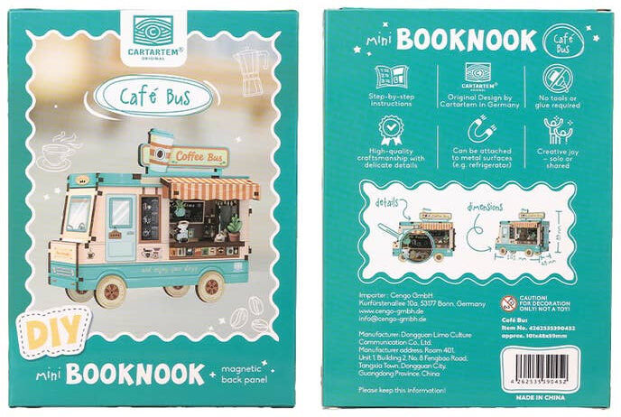 Mini Book Nook Café Bus - Tonecheer