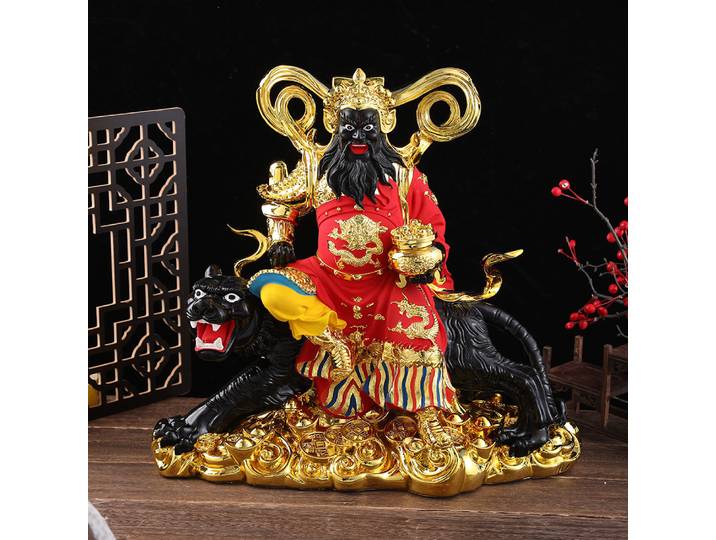 Statue de Wu Caishen Zhao Gongming, ornement de tigre en résine, offrande domestique, ornement Feng Shui porte-bonheur, décoration de bureau