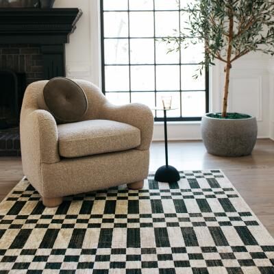 ROW Hunter Blocks and Stripes Beige/ Black Area Rug