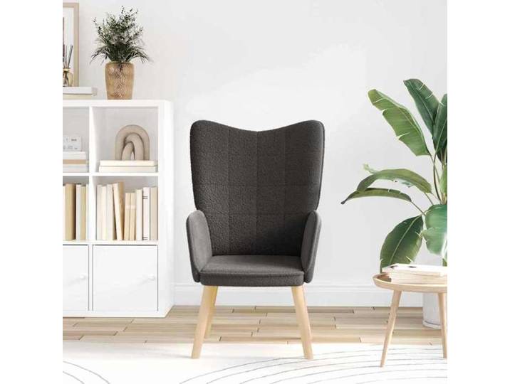 Gris Fauteuil relaxant - SOLOMON - Chaise salon - 1 personne - Gris foncé 62x67x95.5 cm tissu FF4930