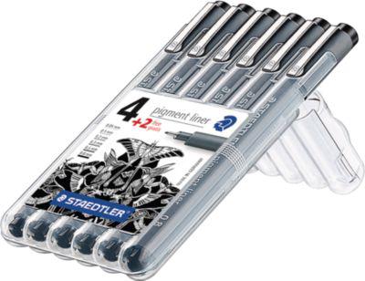 Staedtler Pigment-Liner, unterschiedliche Linienbreiten im Set, 6er-Set