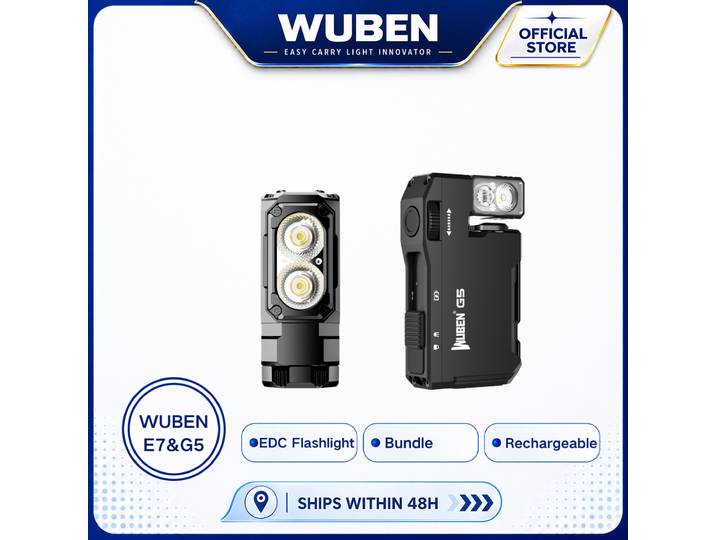Mini lampe torche de poche Wuben E7 1800 Lumen avec lampe torche EDC G5 400LM RGB rechargeable et magnétique pour porte-clés